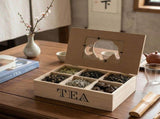 Multi Compartment Wood Tea Organizer Box Storage Case for Kitchen Office Countertop V1192-AZ-W-20026