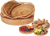Handwoven Rattan Woven Basket Set of 3, Handmade Bread Serving Basket for Breakfast and Kitchen V1237-ZY-924-220