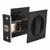 Pocket Door Lock, Matte Black Privacy Square Pocket Door Hardware V1370-AZ4-07645