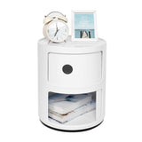 2 Layers Modern Bedside Table Bedroom Side End Stand Multi Functional Round Storage Unit V1294-YM0901-JY37179
