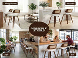 Artiss Wooden Bar Stools Set of 2 Swivel Kitchen Counter Stool Chair 60cm Seat Height BA-B-0369-RAT-WHX2