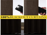 Coffee Vintage Linen 100% Blackout Curtains for Living Room, Thermal Insulated Curtains 95 Long, V1258-DP02-C-1291