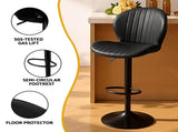 Artiss 4x Bar Stools Kitchen Swivel Gas Lift Counter Chair Shell Leather Black BA-KJ-5681-BKX4