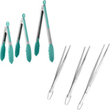 600F Heat Resistant 7/9/12 inches Silicone Cooking Tongs with Non Stick Rubber Tips and V1258-DP02-C-381
