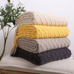 SOGA Beige Diamond Pattern Knitted Throw Blanket Warm Cozy Woven Cover Couch Bed Sofa Home Decor BLANKET922