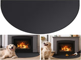 Fireplace Mat - 61 x 106 cm - Semi-circular spark protection plate - Fiberglass - 2-layer fire V1188-MS101-02575-1