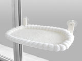 White Plush Cat Window Hammock with Strong Suction Cups, Faux Rabbit Fur Pet Bed for Cats and Small V888-ELOSUNG48635