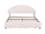 Artiss Double Bed Frame with 2 Storage Drawers Upholstered Velvet Platform Bed LED Headboard BFRAME-G-GLOW-D-WH-AB