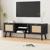 Artiss TV Unit 150cm Storage Cabinet Black FUR-U-CT02-TV150-RAT-BK