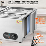 Commercial Electric Food Warmer Countertop Buffet 4*12 Qt Pan Bain Marie V952-BW4412QT1200W2SZRV3