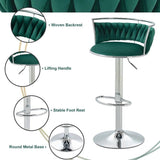 SERENIT Silver Swivel Upholstered Velvet Adjustable Height Counter Stool with Metal Frame Emerald V255-GP2311R-GREEN
