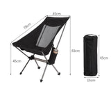 Black Lightweight Portable Folding Camping Chair - High-Back Aluminum Alloy Moon Chair with Oxford V888-ELOSUNG27979