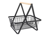 Countertop Fruit Basket Large Capacity Portable Modern Metal Rectangle Basket with Wooden Handle for V1294-YM0901-3111240060011
