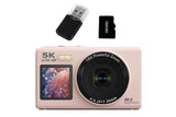 5K HD Dual Screen Digital Camera Point and Shoot Selfie Camera with LED Fill Light - Pink V1263-JX-6753-2