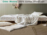 Happy Kids Dino Mania Green Cotton Sheet Set King Single V442-HIN-SHEETS-DINOMANIA-GREEN-KS