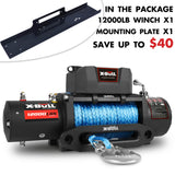 X-BULL 12000LBS Electric Winch 12V 4x4 synthetic rope 4WD Car with winch mounting plate V211-AUEB-XBEW006WP010