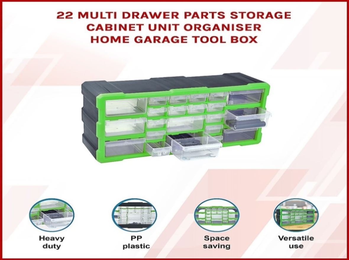 22 Multi Drawer Parts Storage Cabinet Unit Organiser Home Garage Tool ...