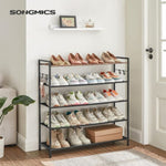 SONGMICS 5 Tier Shoe Rack Storage Organizer for 20-25 Pairs with 4 Hooks Rustic Brown LMR035B01 V227-8498101000141