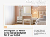 Dressing Table LED Makeup Mirror Stool Set Vanity Desk With Drawer Lighted V63-952301