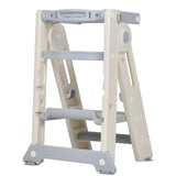Foldable Kids Step Stool Kitchen Helper Tower in Grey, Adjustable Height, 55x55x79cm V178-59298