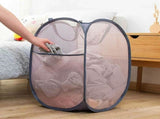 2 Pack Foldable Mesh Laundry Baskets with Reinforced Handles Grey Portable for Home Travel Student V1258-DP02-BOL-329