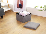 Folding Storage Ottoman Cube, Linen Small Foot Seat, Organizers for Living Room, Bedroom, Home V1192-AZ-W-31008