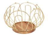 Coffee Pod Holder Basket with Wooden Base Wrought Iron Metal Wire Coffee Capsule Holder for Home V1294-YM0901-3118240263511