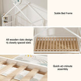 Artiss Bed Frame Wooden Base Kids Single Timber House Beds White WBED-G-CABIN-S-WH-AB