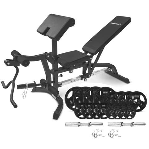 CORTEX BN-11 Exercise FID Bench + 85kg Olympic Tri-Grip Weight Plate and Dumbbell Package V420-CSBN-BN11-B