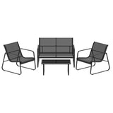 Gardeon Outdoor Sofa Set Lounge Setting Textilene Table and Chairs Garden Patio Furniture ODF-4PC-SOFA-TXL-J-BK
