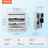 Shutter Exhaust Fan, 305 mm High-speed 1400RPM 1084 CFM, Aluminum Wall Mount Attic Fan with V952-BYCSPQSDJAC12DLJSV3
