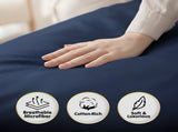 1000 Thread Count Cotton Rich Double Bed Sheet Set 4 Piece, Soft Feel Microfibre Blend, Solid CVC-10DBL-NY