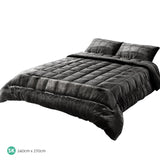 Giselle Bedding Faux Mink Quilt Charcoal Super King QUILT-FM-CHAR-SK