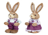 2 Pcs Handmade Straw Bunny Woven Standing Bunny Statue Decor for Indoor Child Party Purple V1294-YM0901-250120FB05-1