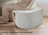 2X Ottoman Stool Linen Fabric Footstool Foot Rest Pouffe Pouf Seat - Cream Grey V274-FT-GQSST03-CR2