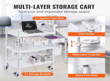 3 Tiers Lab Carts, Lab Utility Cart with 3 Trays & 4 Silent Wheels, Mobile Medical Cart with PP V952-SYSTCECKFBS4PGK0XV0