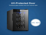 8 Bottle Thermoelectric Wine Fridge, 65W, UV Protected Glass Door, Soft LED Illumination V196-BF8