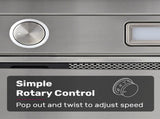 EUROCHEF 60cm Undermount Rangehood Stainless Steel, Quiet 3-Speed, 3-Layer Dishwashable Filter, LED V219-RGHUDREC6SFA