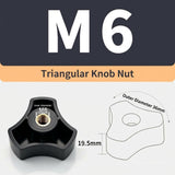 Triangular Knob Nut with Brass Threaded Insert, Ergonomic Hand-Tighten Design for Food Industry, V1341-ZY-L4JPAUDH-M6