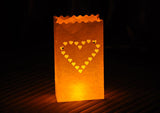 50 Pack White Heart Luminary Paper Candle Tea Light Lantern Bags Garden Wedding Anniversary Birthday V382-HRTLUM50