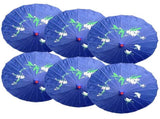 6x PARASOL UMBRELLA Chinese Japanese Bamboo Flower Pattern 80cm Large BULK - Blue V563-6XBR-PARUMB-BLU