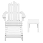 Gardeon 5PC Adirondack Outdoor Table and Chairs Wooden Sun Lounge Patio Furniture White FF-BEACH-UF-5SET-AB