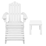 Gardeon 5PC Adirondack Outdoor Table and Chairs Wooden Sun Lounge Patio Furniture White FF-BEACH-UF-5SET-AB