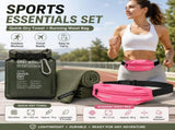 Outdoor Sports Combo Set - Green Microfiber Quick Dry Cooling Towel and Pink Lightweight Running V888-ELOSUNG53868