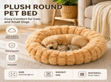 Yellow 40cm with Heart-patterned jacquard Plush Round Pet Bed - Soft Donut Cat Bed, Warm Winter Dog V888-ELOSUNG53837