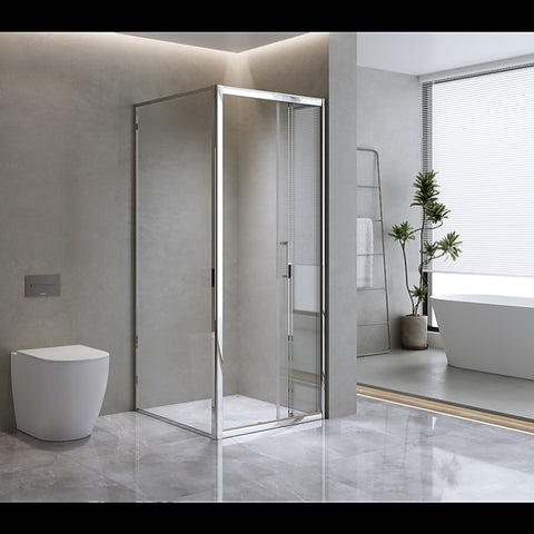 40mm Adjustable Contemporary Corner Sliding Chrome Shower Screen 86x80cm V63-848591