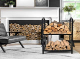 Steel Firewood Rack with Tools, Large Log Holder, 30cm Depth V178-66892