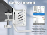Desk Side Vertical Laptop Stand,No Drill Desktop Mount,Hanging Holder for Side,Clamp on White V1370-AZ4-13602