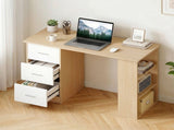 Artiss Computer Desk Drawer Shelf Oak White 120CM FURNI-B-DESK120-MAP-AB