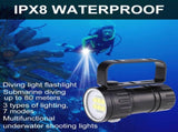 3.7V 28800Lm LED Photography Diving 80m Flashlight Torch with Bracket Stand V1294-YM0901-JY03378